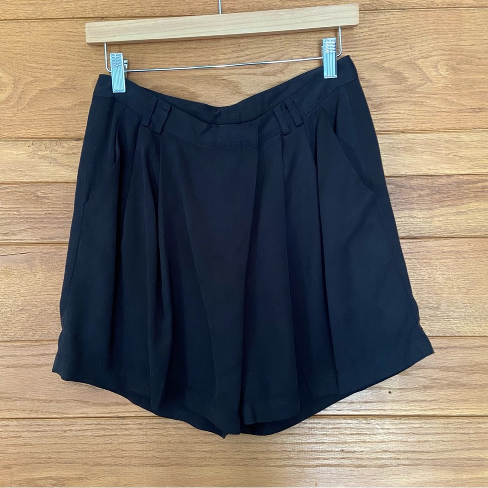 Sea New York black tencel pleated waist trouser style shorts
